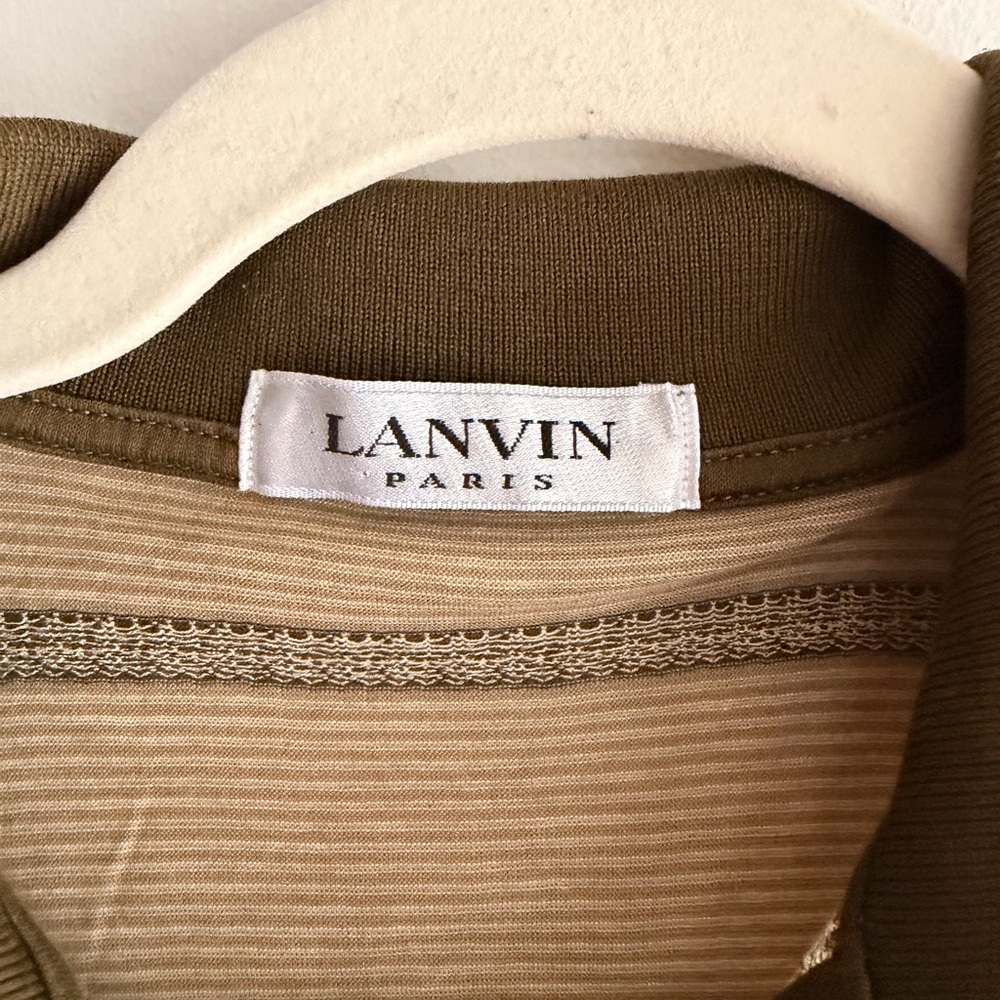 Lanvin Striped Olive and Beige Knit Top